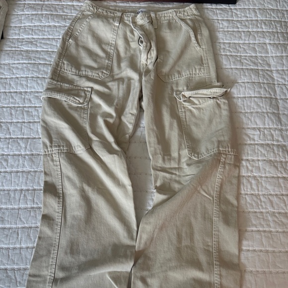 Men's Cream Cargo Pants - Picture 1 of 3